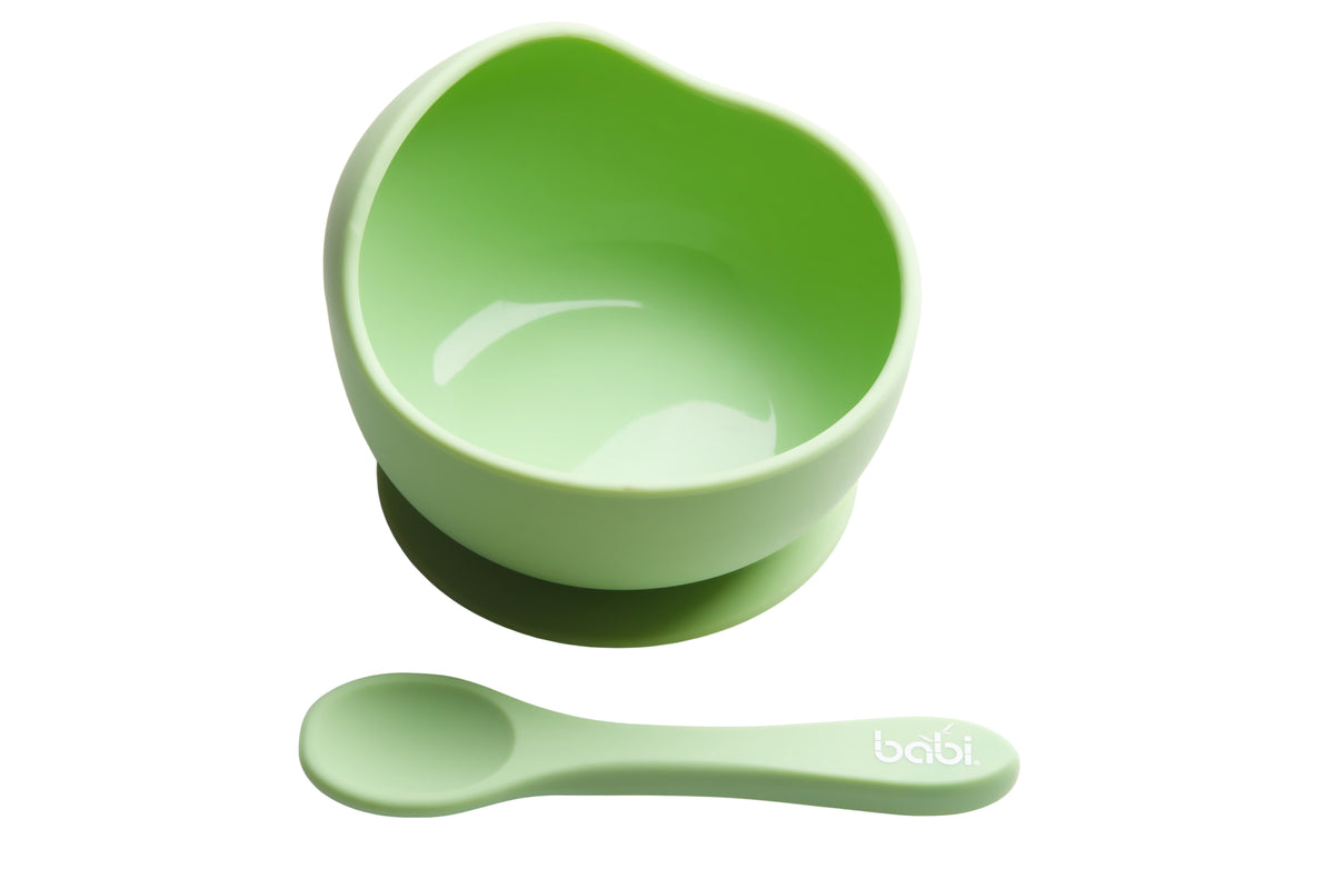 Silicone Suction Bowl &amp; Spoon Set (Green)