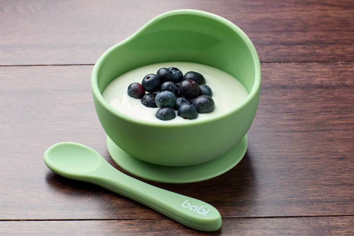 Silicone Suction Bowl &amp; Spoon Set (Grey)