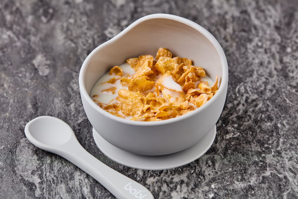 Silicone Suction Bowl &amp; Spoon Set (Grey)